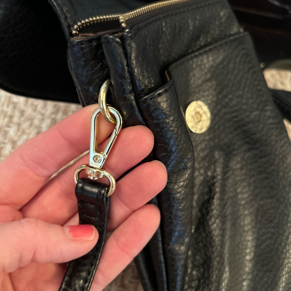 Minicat Pebbled Black Leather Micro Crossbody Bag Purse Adjustable Strap Festive - Picture 7 of 9